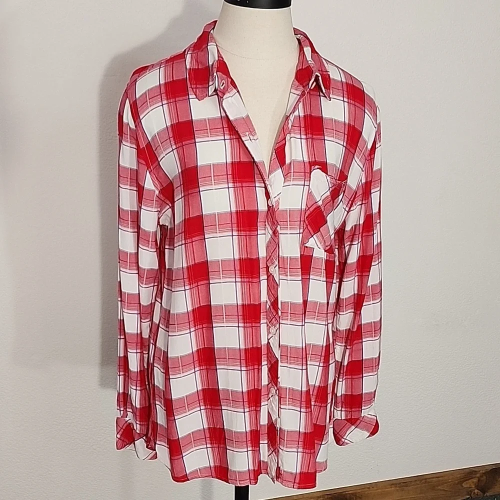 Rails Shirt Plaid Button Down Long Sleeve Red Size L - Picture 7 of 16